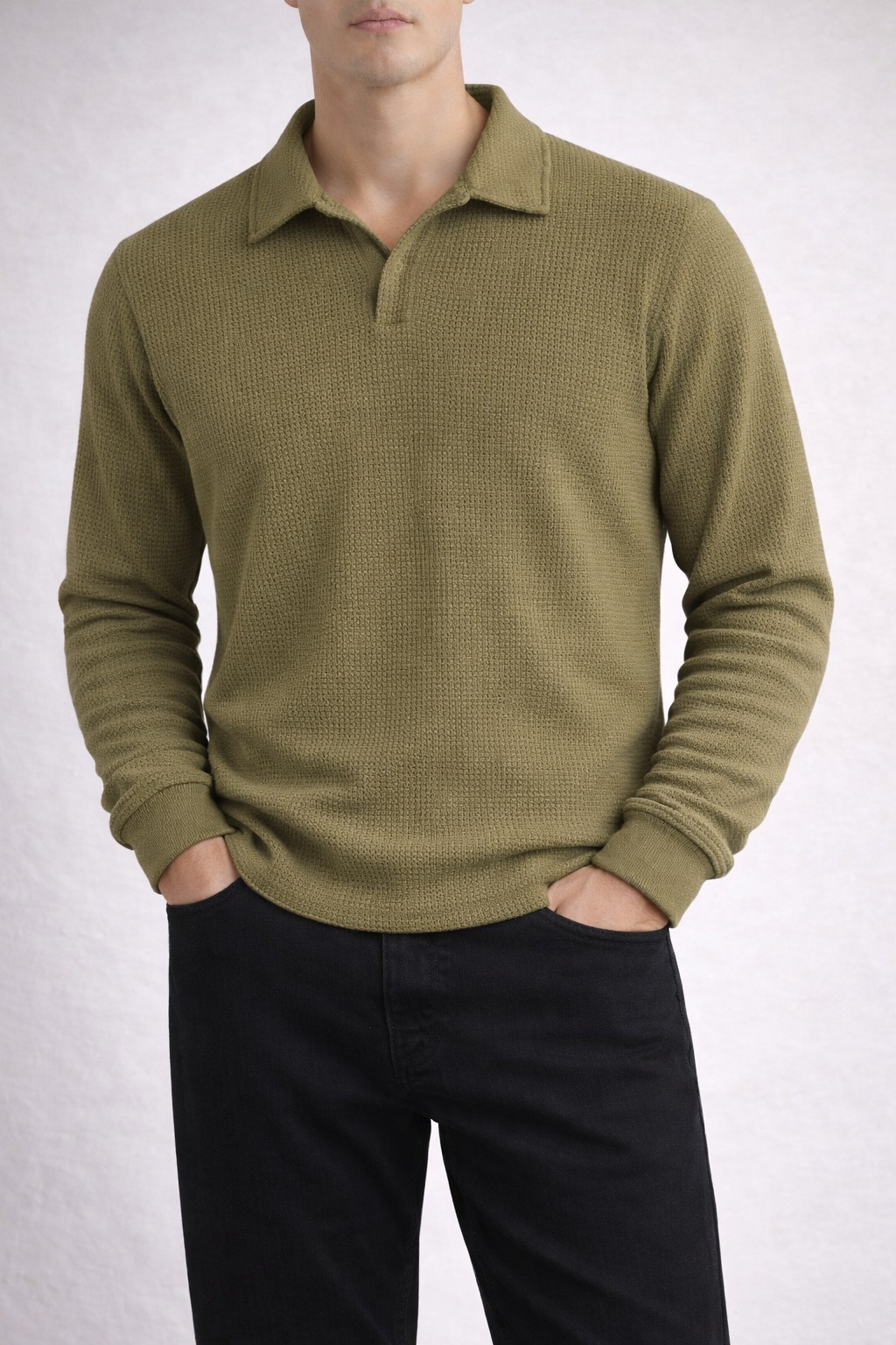 Green Johnny Collar SwearShirt