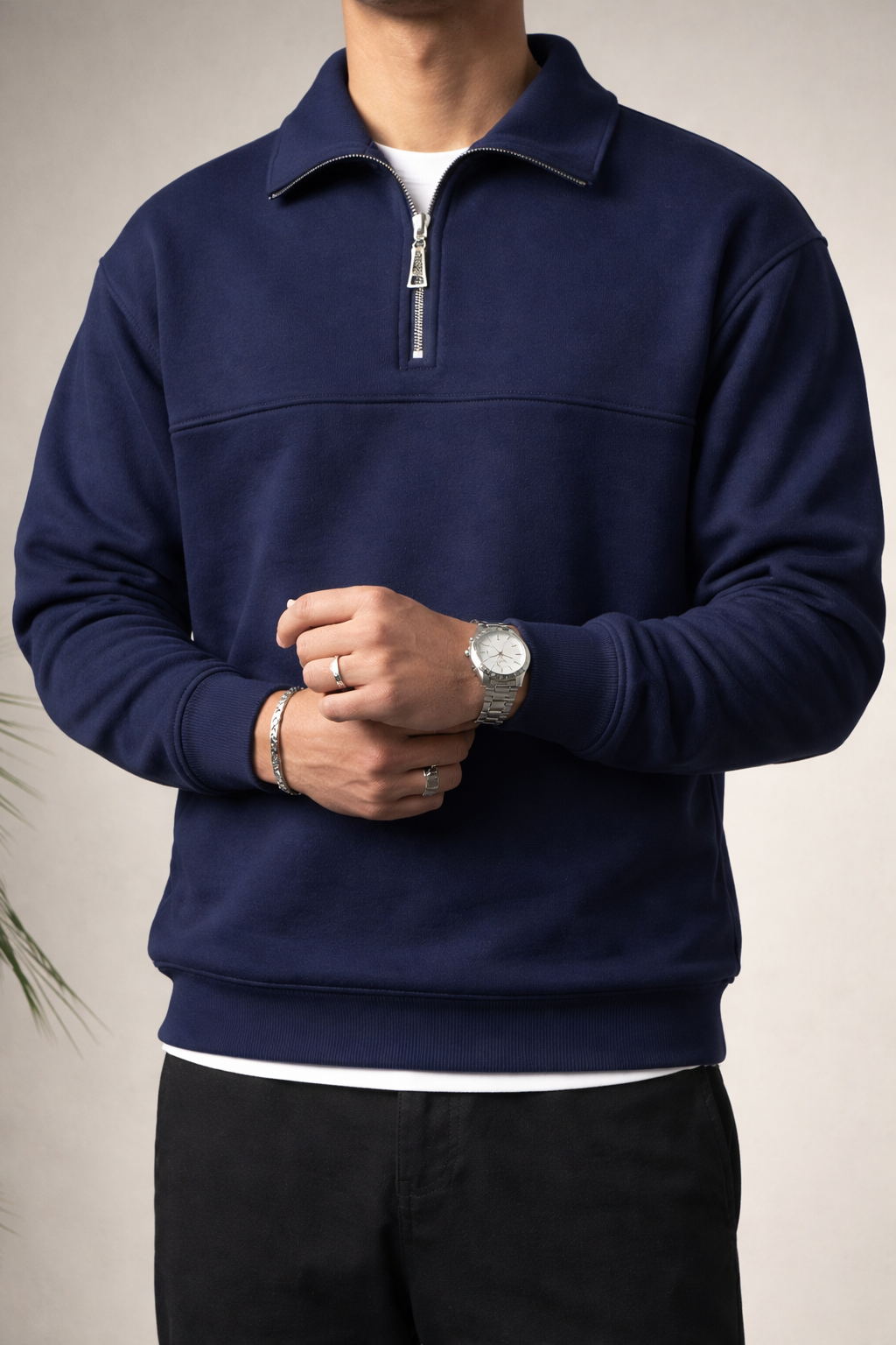 Midnight Blue Quarter zip sweater