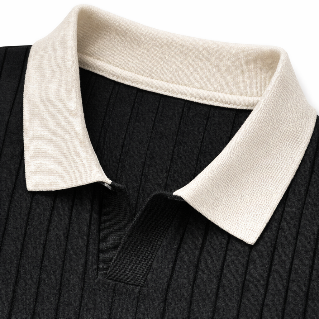 Charcoal Black Drop Needle Polo