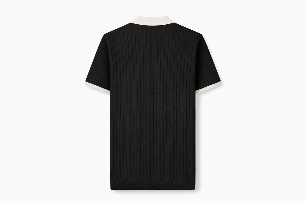 Charcoal Black Drop Needle Polo
