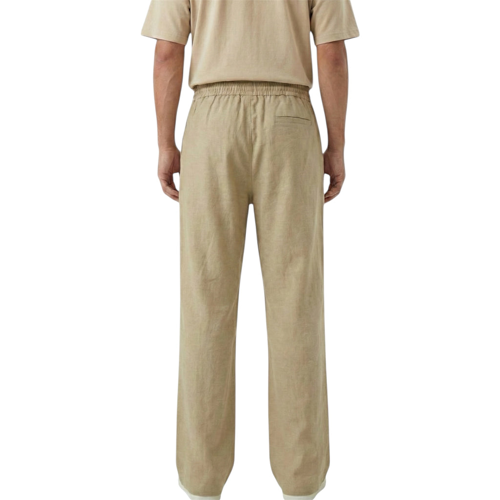 Beige Old Money Linen Trouser