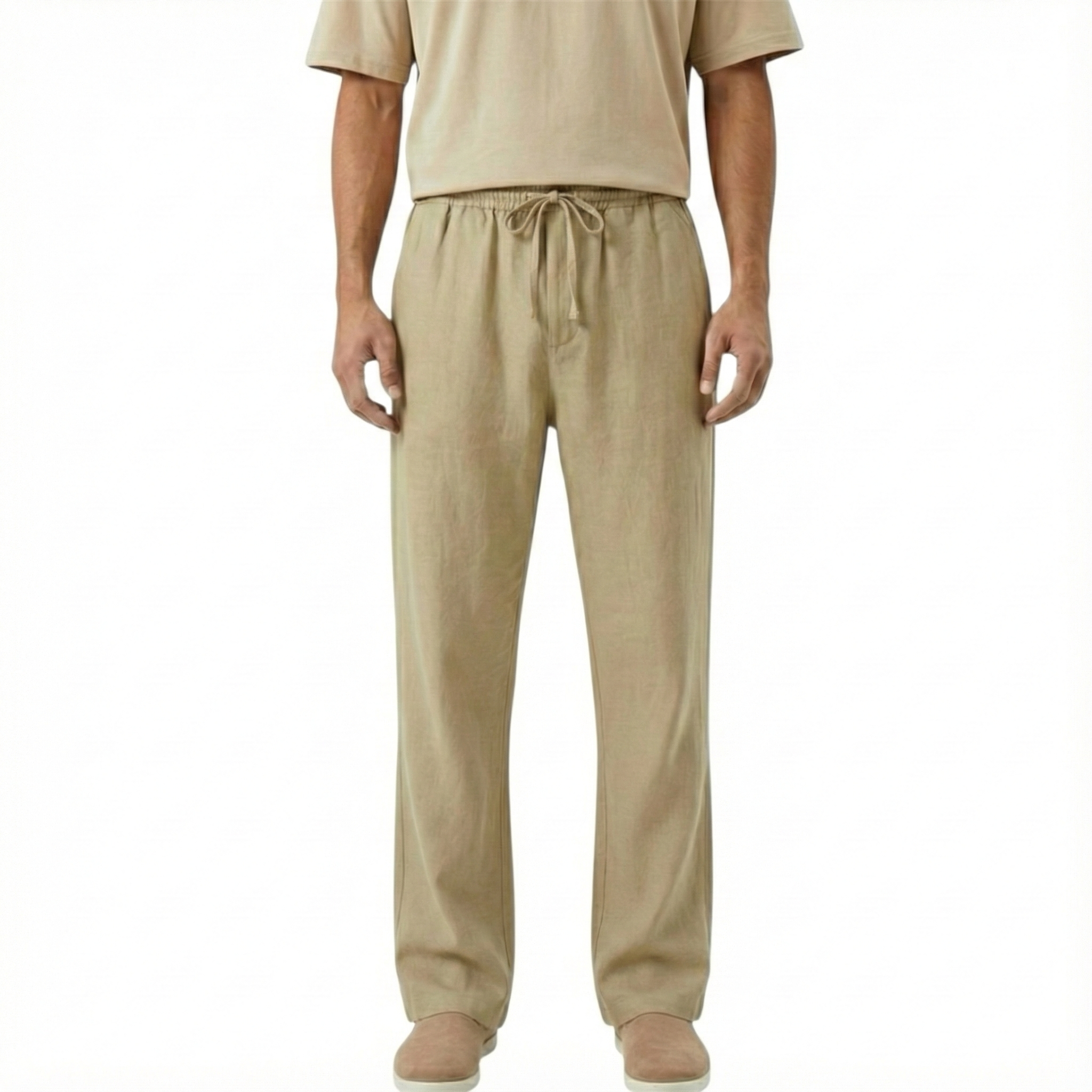Beige Old Money Linen Trouser