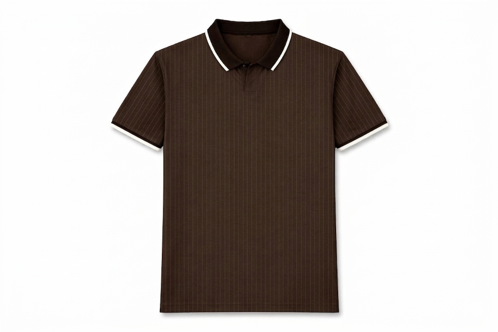 Seal Brown Pinstripe Silk Polo