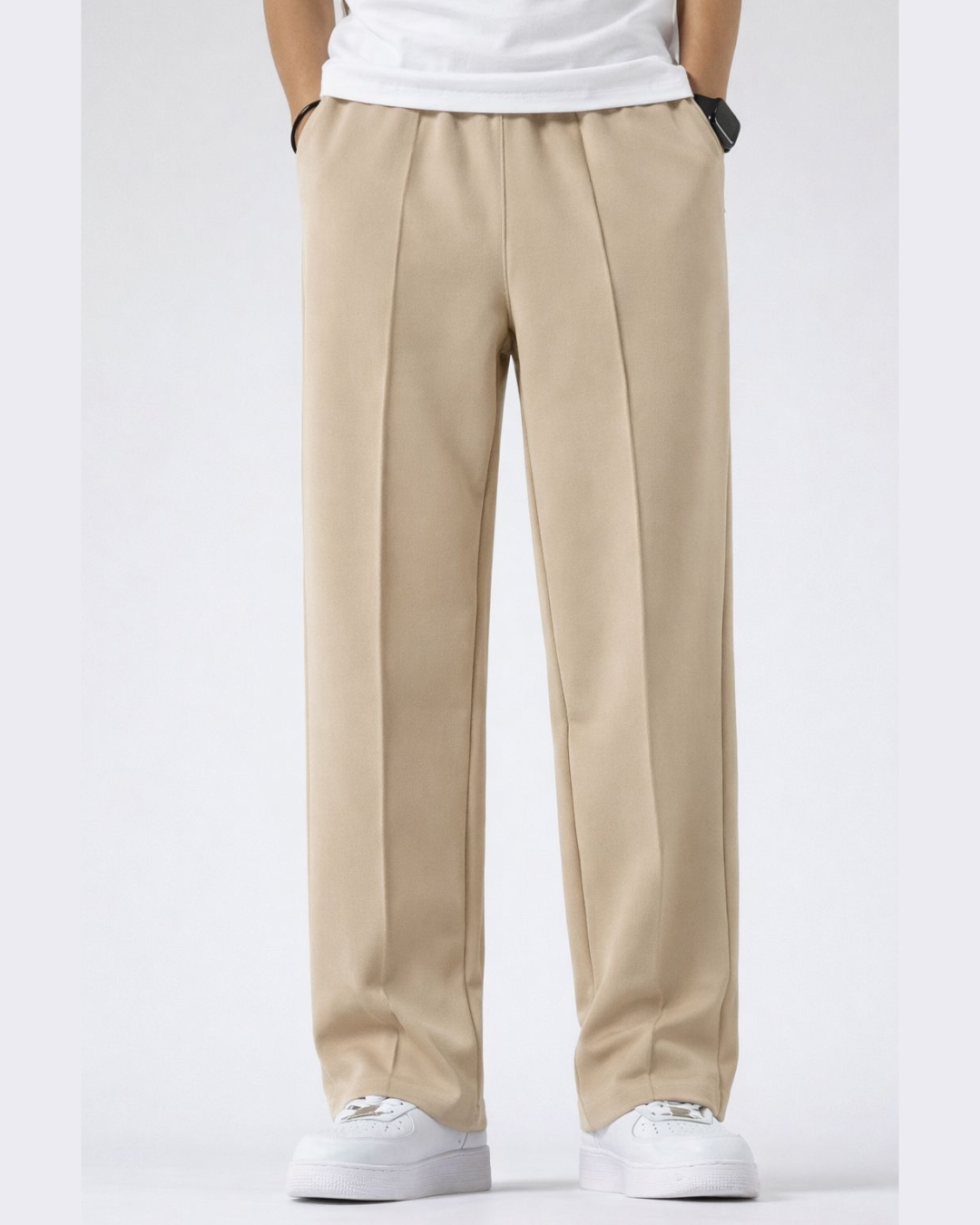 Sandstone Beige Tailored Trousers