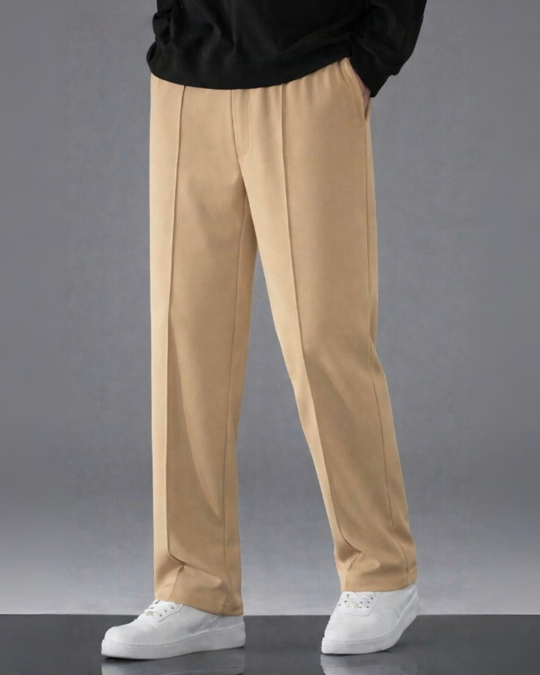 Sandstone Beige Tailored Trousers